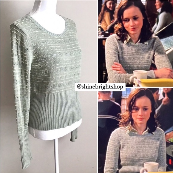 RARE Vintage Pointelle Beaded Sweater ASO Rory Gilmore in Gilmore Girls - Picture 2 of 16